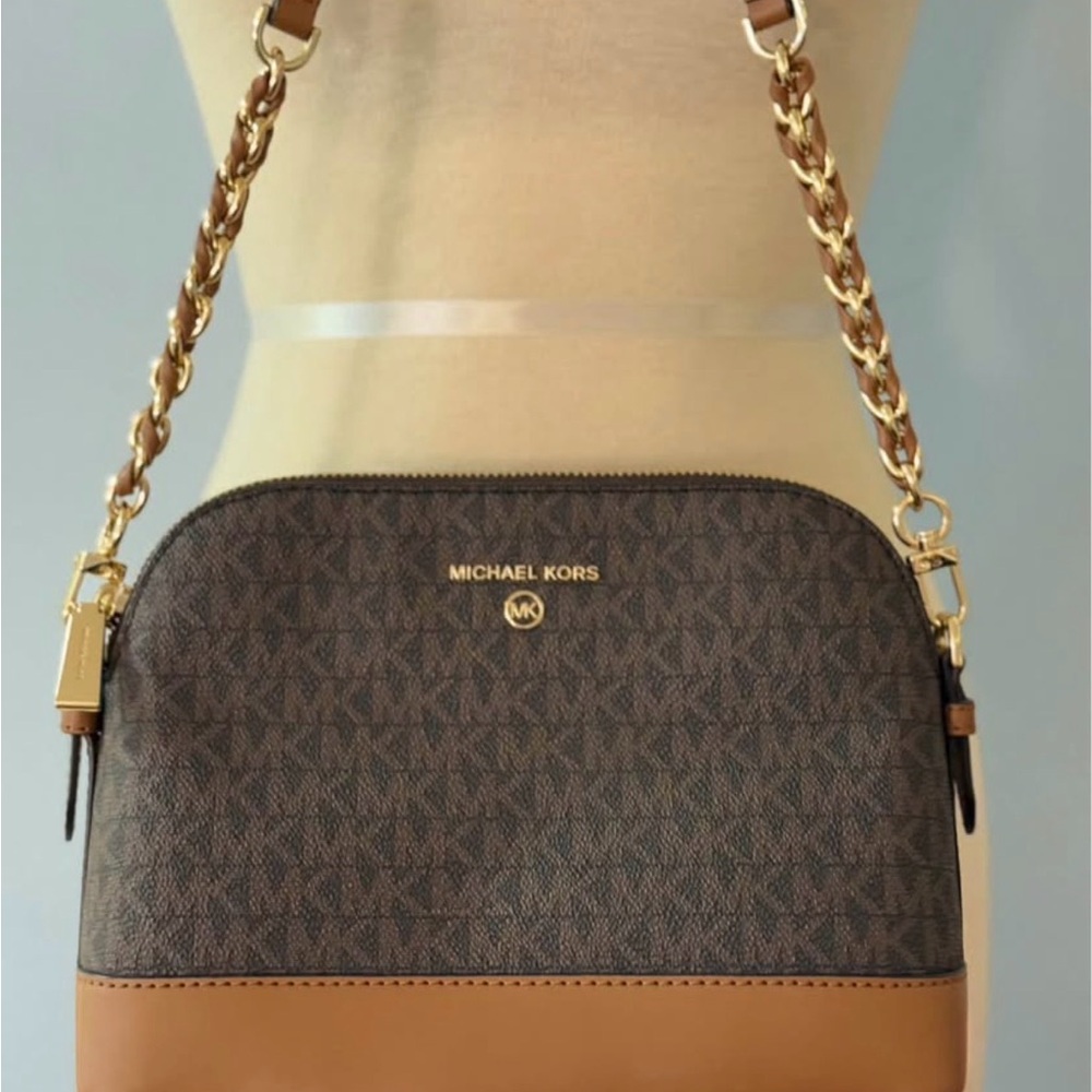 Michael Kors Acorn Brown & Leather Crossbody Bag